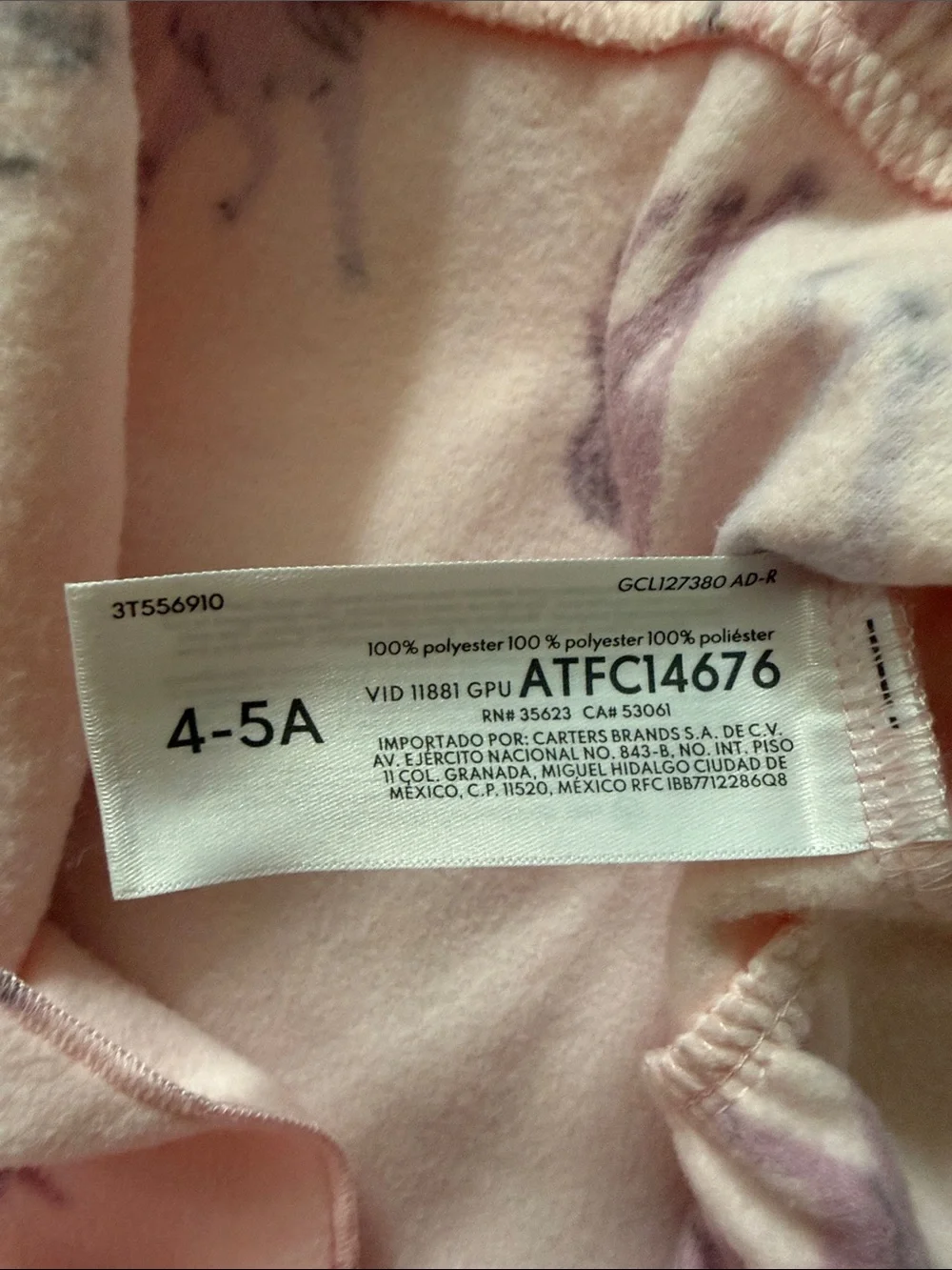 Carter's NWT fleece Light Pink Unicorn Ruffle Nightdress pajama gown